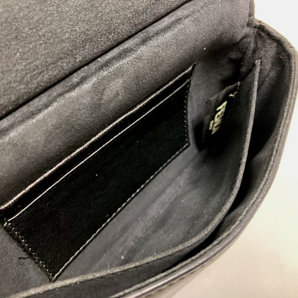 FENDI Shoulder Bag 8M0371 leather black Pochette Crossbody Double micro baguette Women Used Authentic