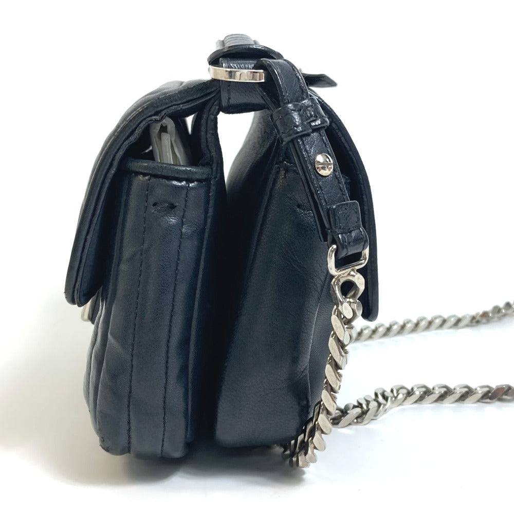 FENDI Shoulder Bag 8M0371 leather black Pochette Crossbody Double micro baguette Women Used Authentic