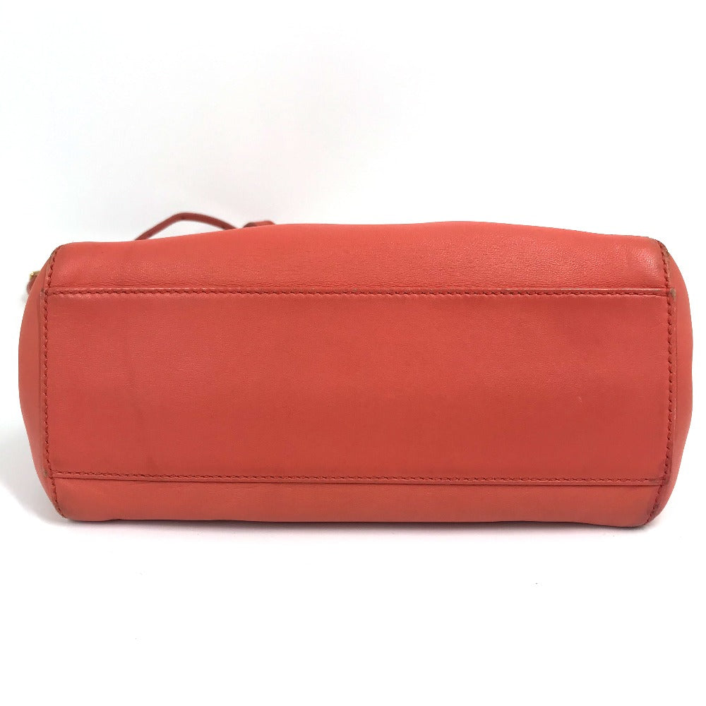 FENDI Handbag 8BN244 leather Salmon pink type Shoulder Crossbody Mini Pea Kaboo Women Used Authentic