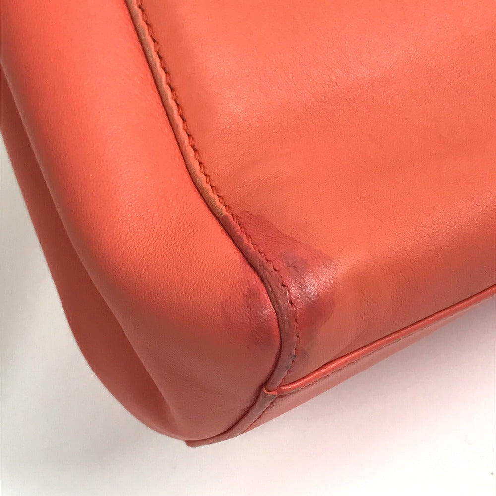FENDI Handbag 8BN244 leather Salmon pink type Shoulder Crossbody Mini Pea Kaboo Women Used Authentic