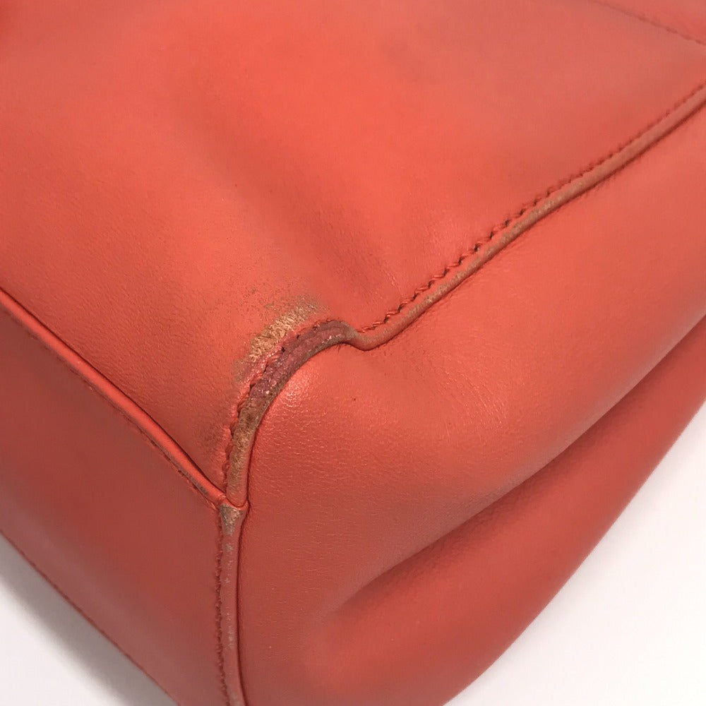 FENDI Handbag 8BN244 leather Salmon pink type Shoulder Crossbody Mini Pea Kaboo Women Used Authentic