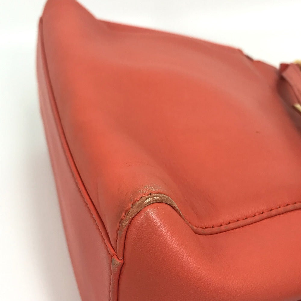 FENDI Handbag 8BN244 leather Salmon pink type Shoulder Crossbody Mini Pea Kaboo Women Used Authentic