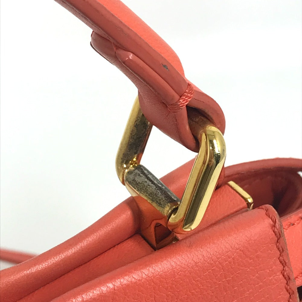 FENDI Handbag 8BN244 leather Salmon pink type Shoulder Crossbody Mini Pea Kaboo Women Used Authentic
