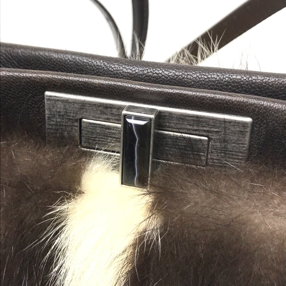 FENDI Shoulder Bag 8BT161 fur Dark brown Fur bag Peekaboo Women Used Authentic