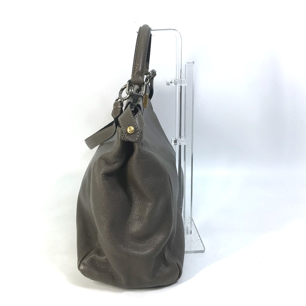 FENDI Handbag 8BN210 leather gray Inner Zucca Pattern Shoulder Bag Tote Bag Peekaboo Large Women Used Authentic
