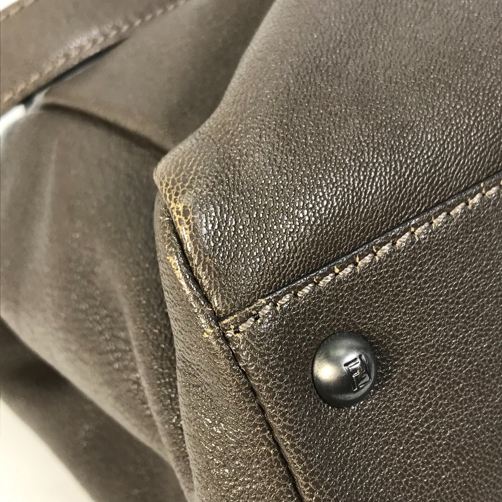 FENDI Handbag 8BN210 leather gray Inner Zucca Pattern Shoulder Bag Tote Bag Peekaboo Large Women Used Authentic