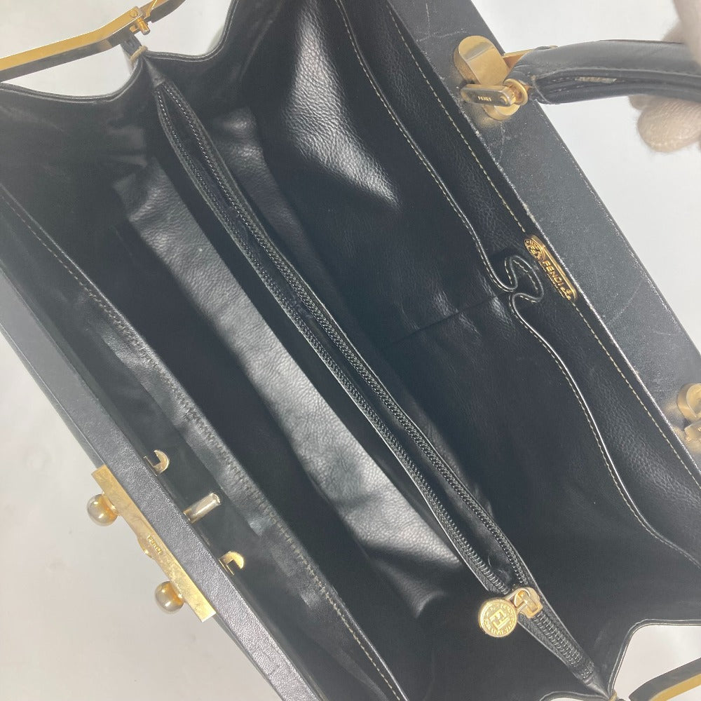 FENDI Handbag Leather / PVC black vintage Doctor Bag Pecan Women Used Authentic
