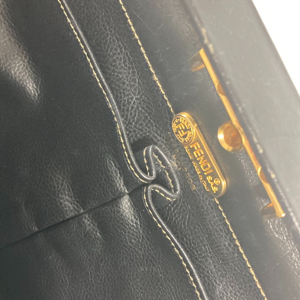 FENDI Handbag Leather / PVC black vintage Doctor Bag Pecan Women Used Authentic