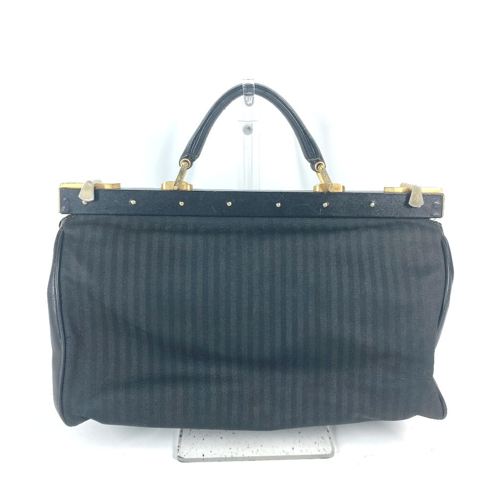 FENDI Handbag Leather / PVC black vintage Doctor Bag Pecan Women Used Authentic