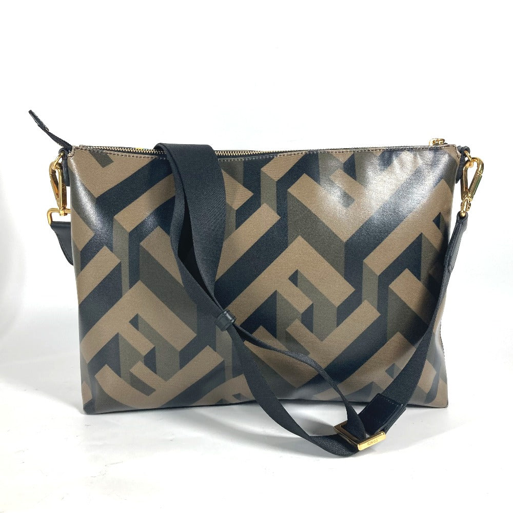 FENDI Shoulder Bag 7VA470 PVC Brown Multicolor logo Women Used Authentic