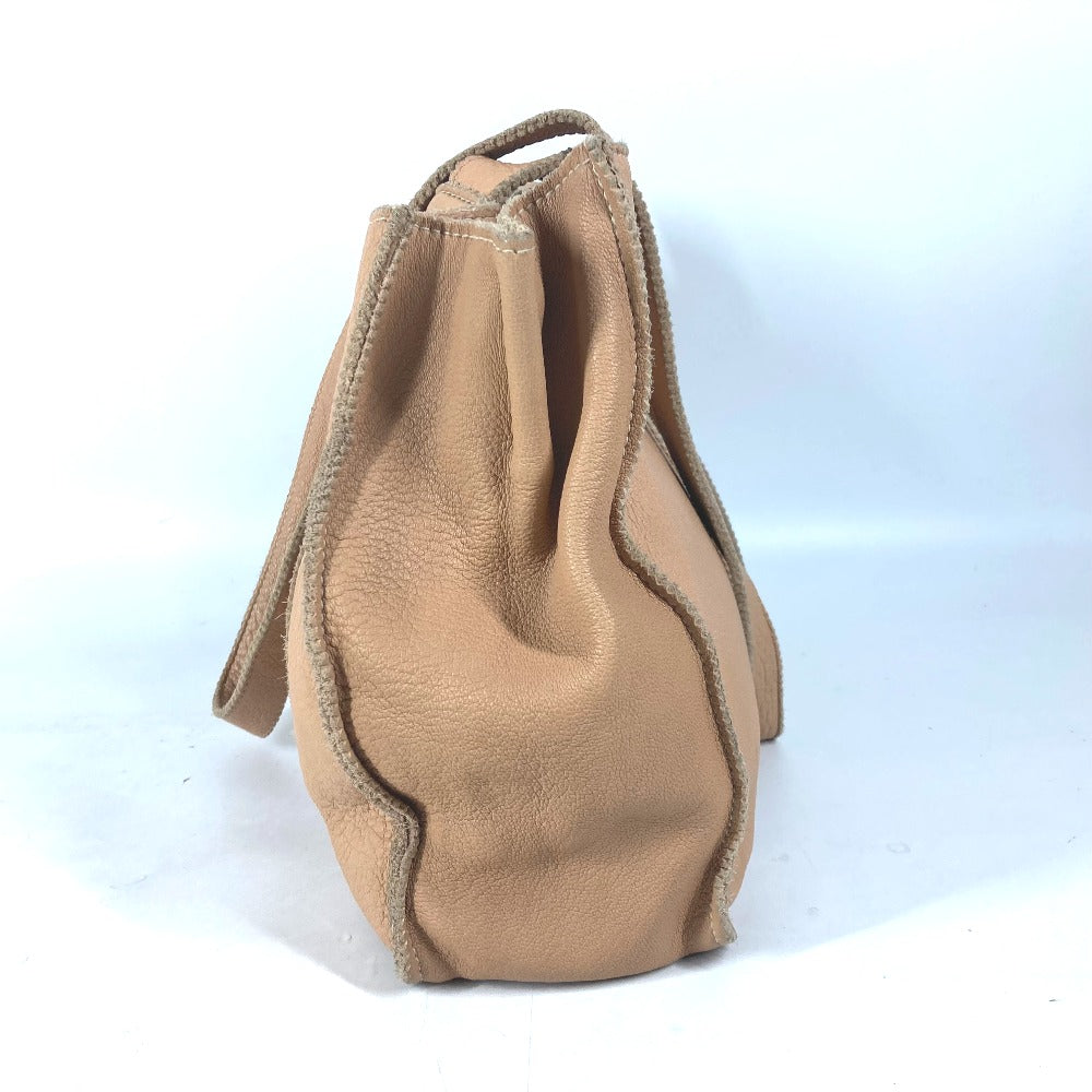 FENDI Tote Bag leather beige vintage Big logo