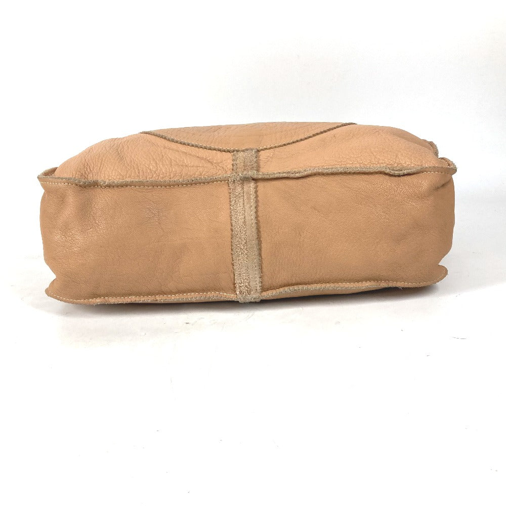 FENDI Tote Bag leather beige vintage Big logo