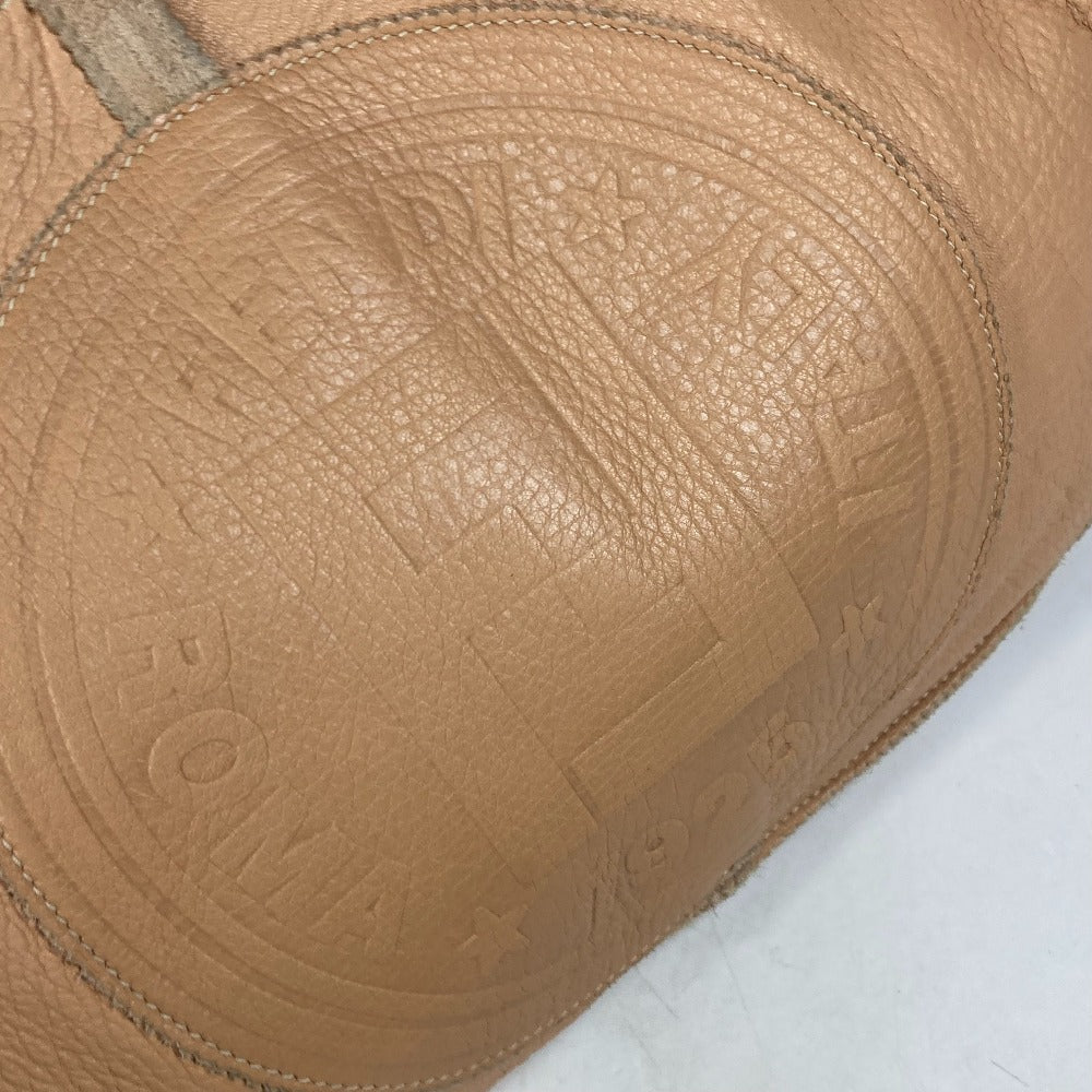 FENDI Tote Bag leather beige vintage Big logo