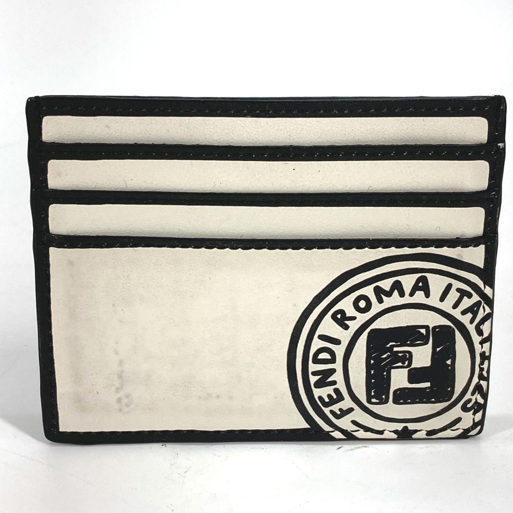 FENDI Card Case 7M0164 leather white Joshua Vides Collaboration logo