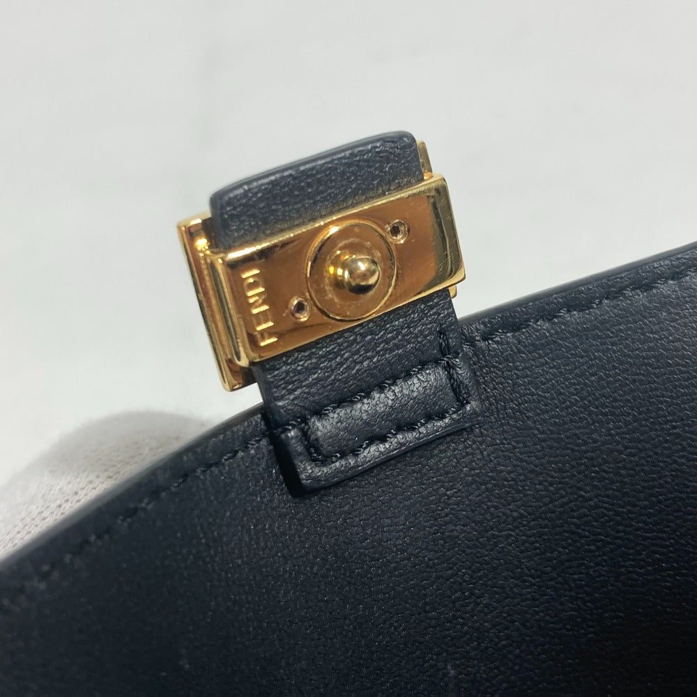 FENDI Card Case 8M0423 leather black name card holder Baguette Card Case Women Used Authentic