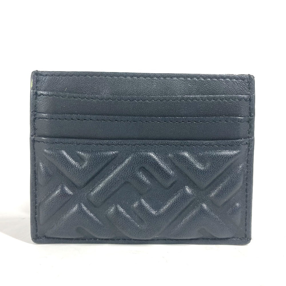 FENDI Card Case 8M0423 leather black name card holder Baguette Card Case Women Used Authentic