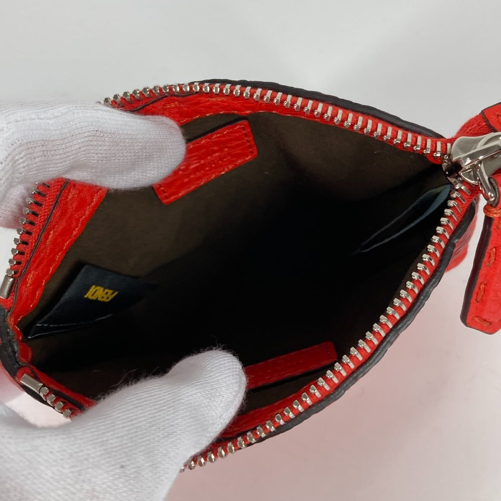 FENDI Pouch 8N0115 leather Red Celeria Women Used Authentic