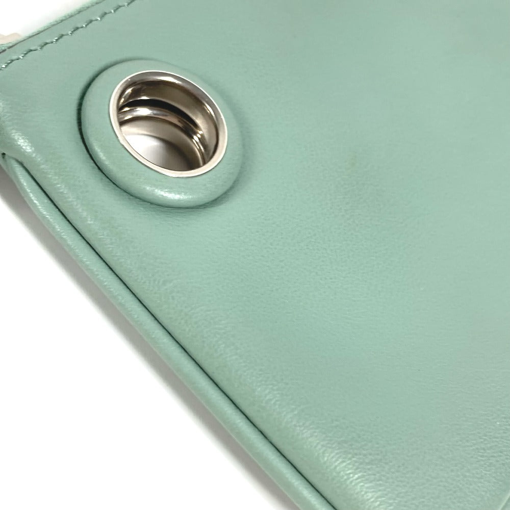FENDI Pouch 8BS007 leather green Coin case Wallet Clutch Small