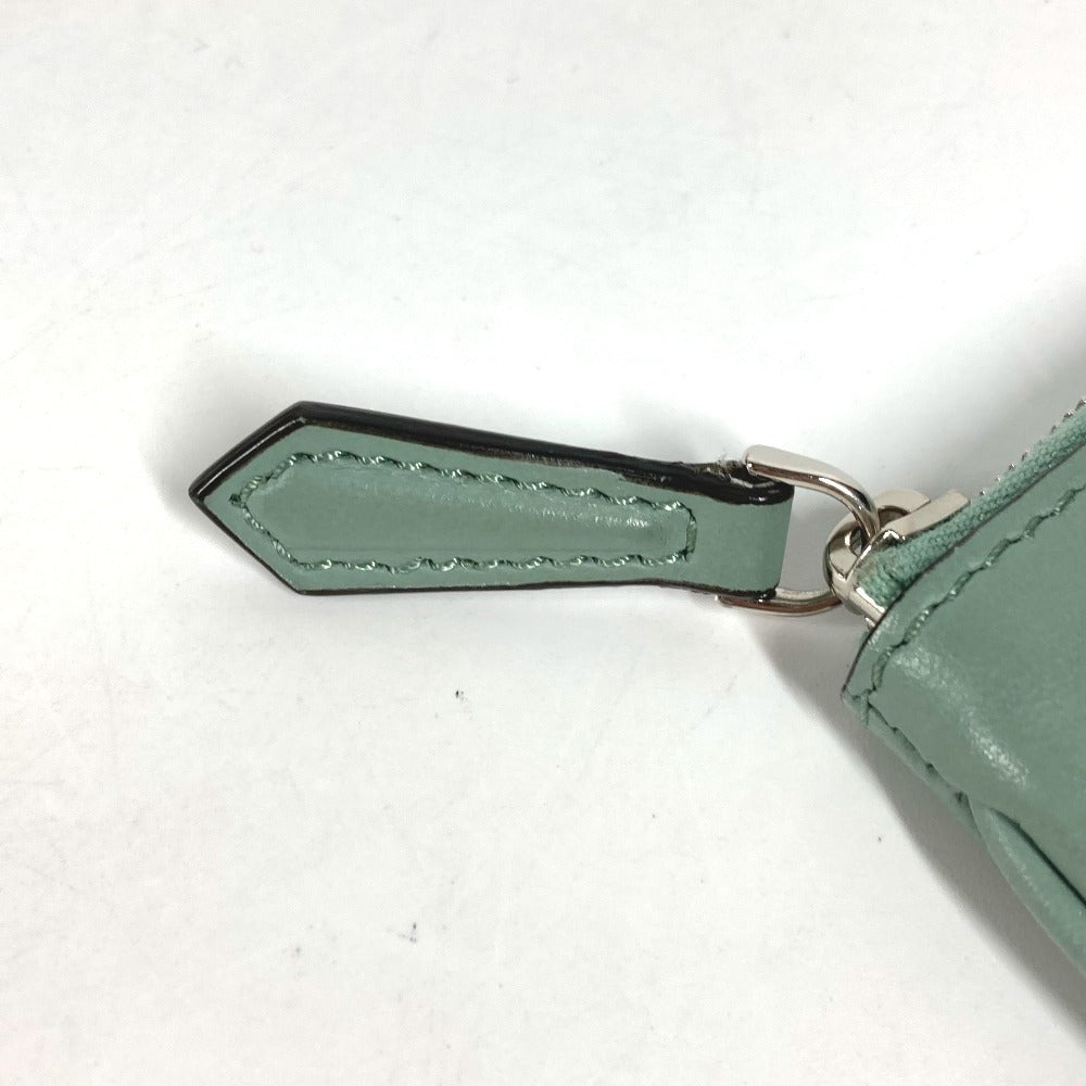 FENDI Pouch 8BS007 leather green Coin case Wallet Clutch Small