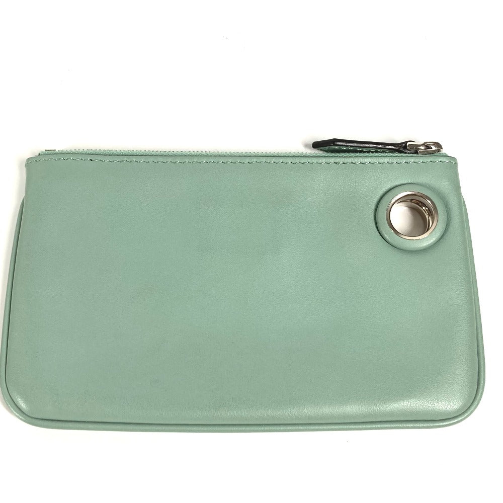 FENDI Pouch 8BS007 leather green Coin case Wallet Clutch Small