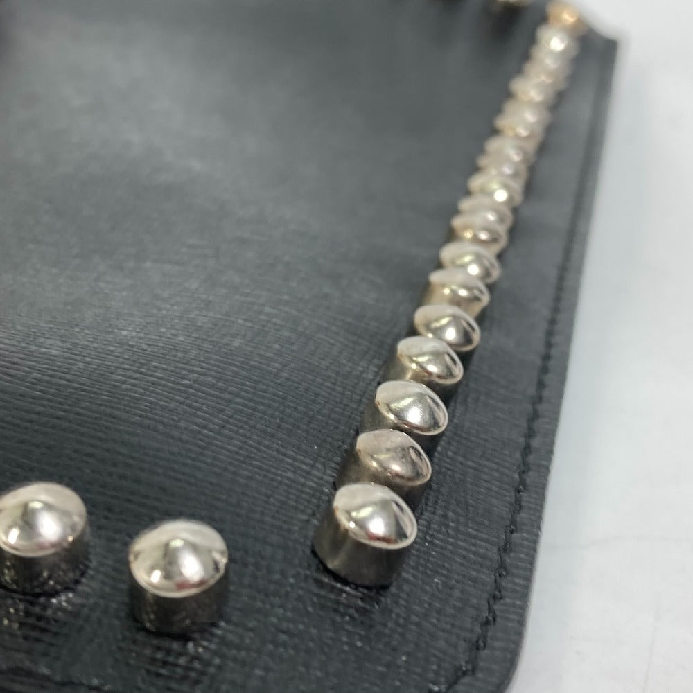 FENDI Clutch bag Leather, Fur black studded pouch Karl Lagerfeld Carlito mens Used Authentic