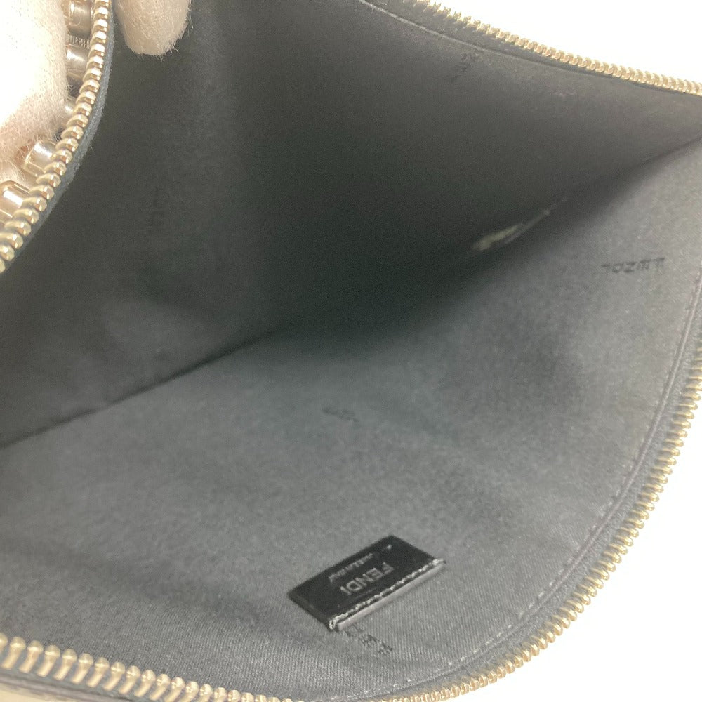 FENDI Clutch bag Leather, Fur black studded pouch Karl Lagerfeld Carlito mens Used Authentic