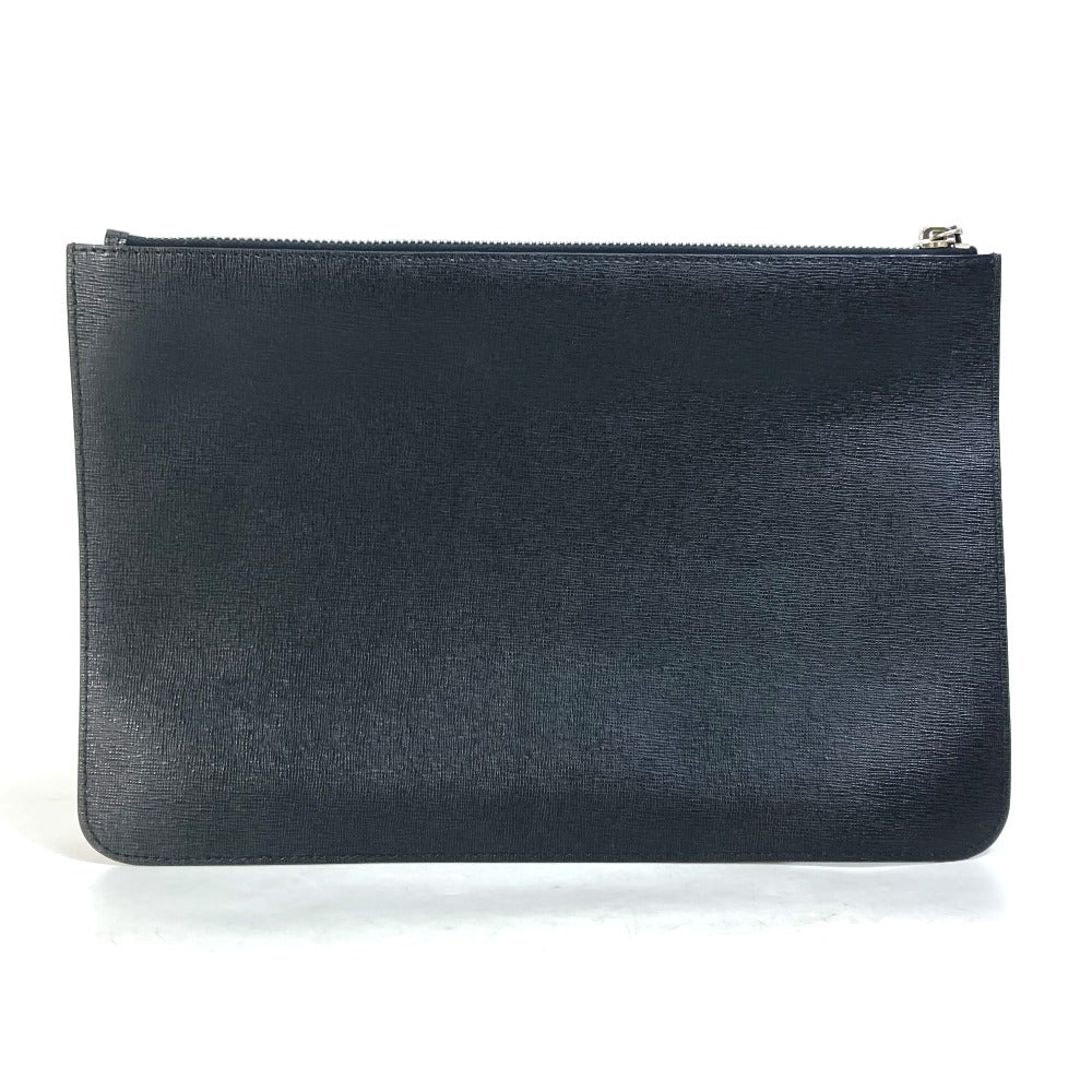 FENDI Clutch bag Leather, Fur black studded pouch Karl Lagerfeld Carlito mens Used Authentic