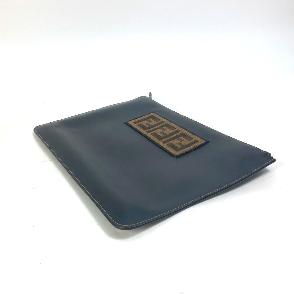 FENDI Clutch bag 7N0078 leather black Pouch Zucca logo