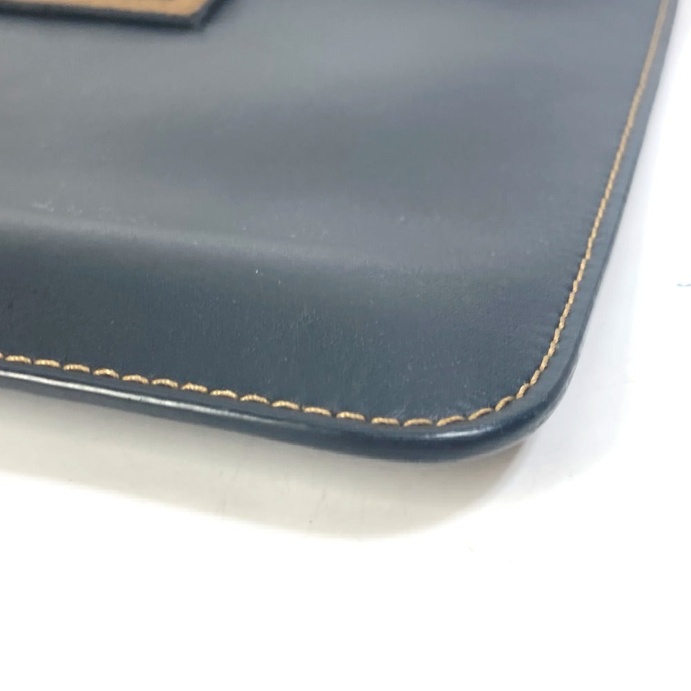 FENDI Clutch bag 7N0078 leather black Pouch Zucca logo