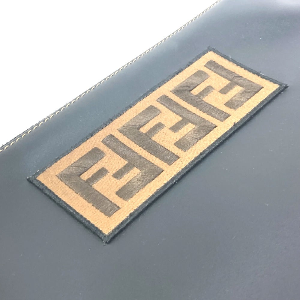 FENDI Clutch bag 7N0078 leather black Pouch Zucca logo