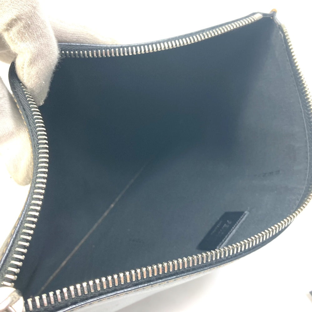 FENDI Clutch bag 7N0078 leather black Pouch Zucca logo