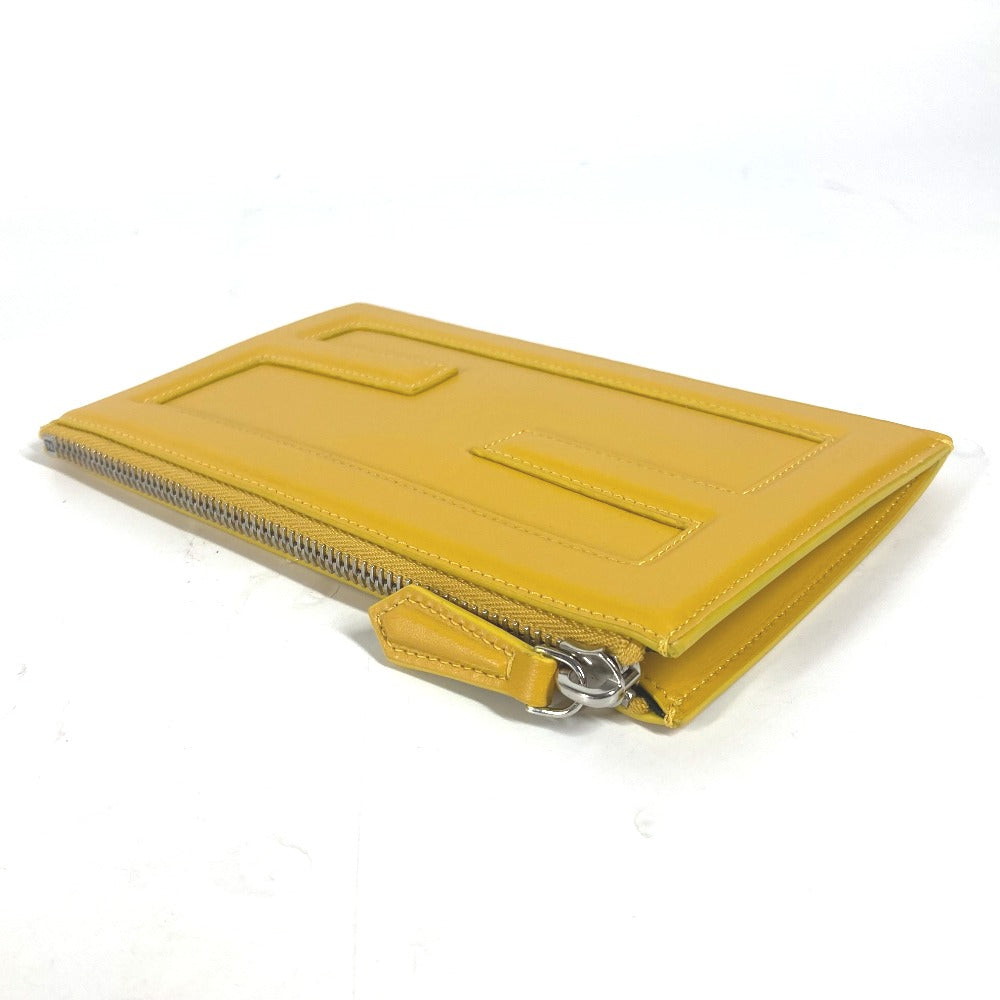 FENDI Clutch bag 7N0114 leather yellow Bag logo FF logo pouch Bucket