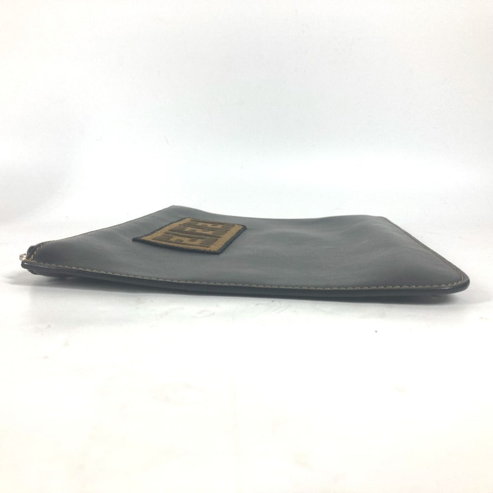 FENDI Clutch bag 7N0078 leather black Pouch Zucca logo