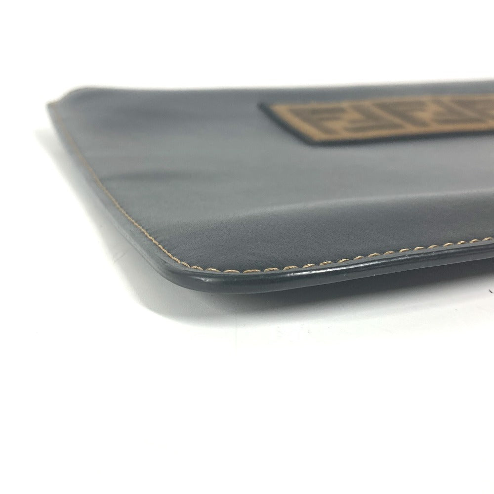FENDI Clutch bag 7N0078 leather black Pouch Zucca logo