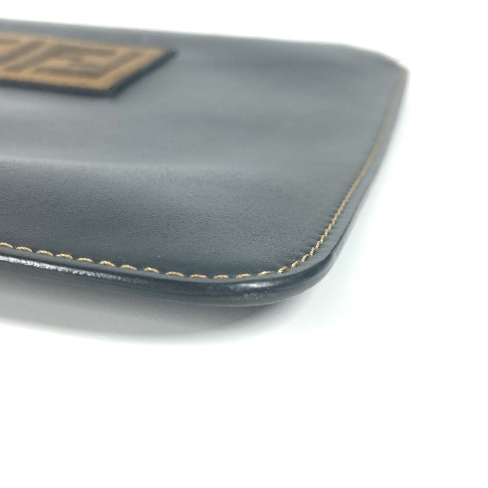 FENDI Clutch bag 7N0078 leather black Pouch Zucca logo