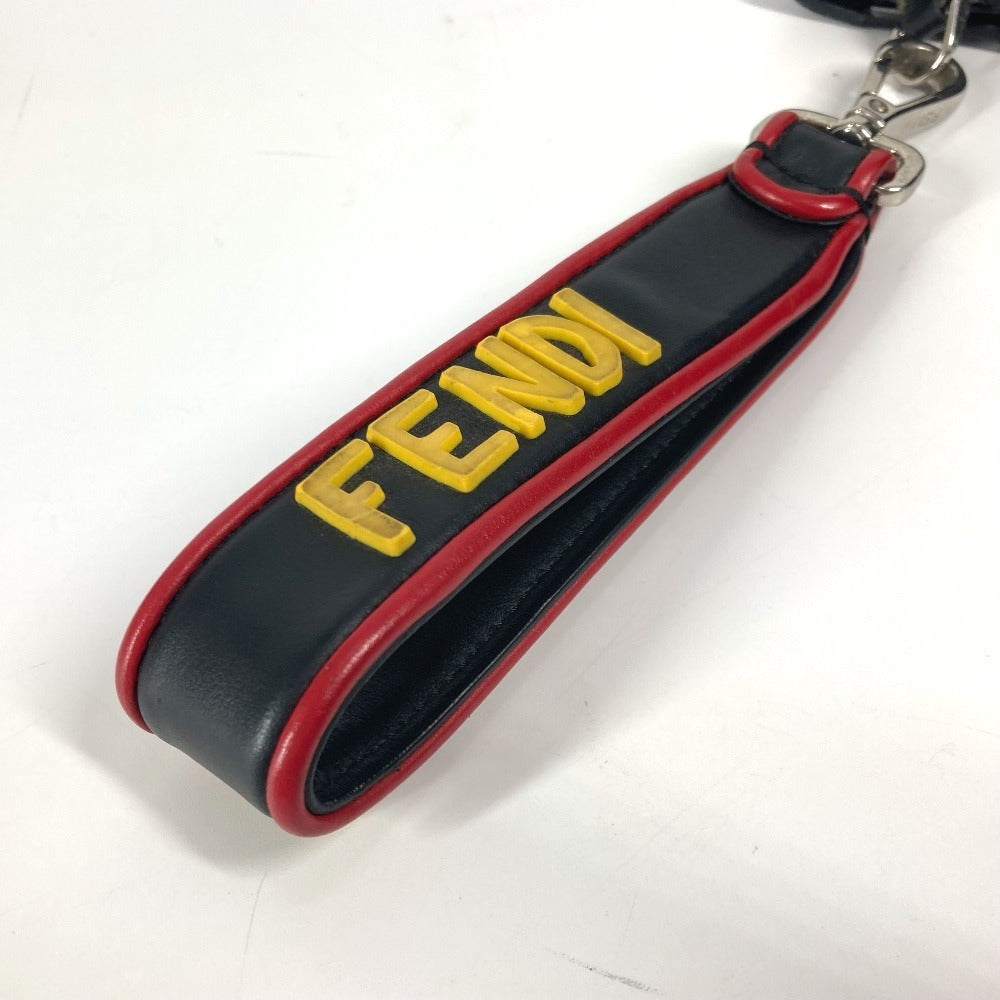 FENDI Clutch bag leather black logo LOVE