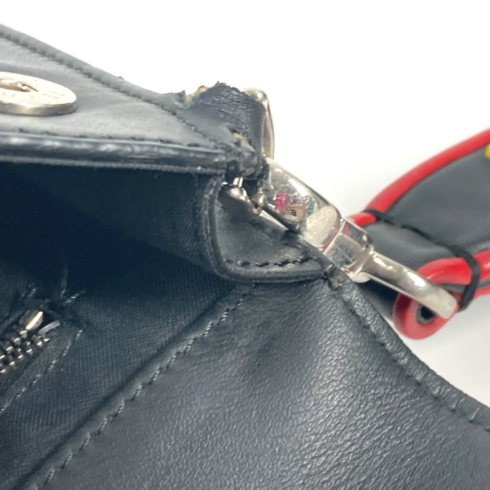 FENDI Clutch bag leather black logo LOVE
