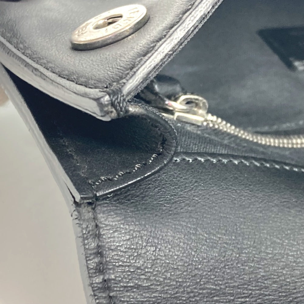 FENDI Clutch bag leather black logo LOVE