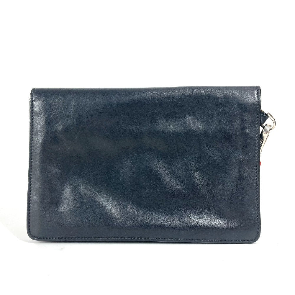FENDI Clutch bag leather black logo LOVE