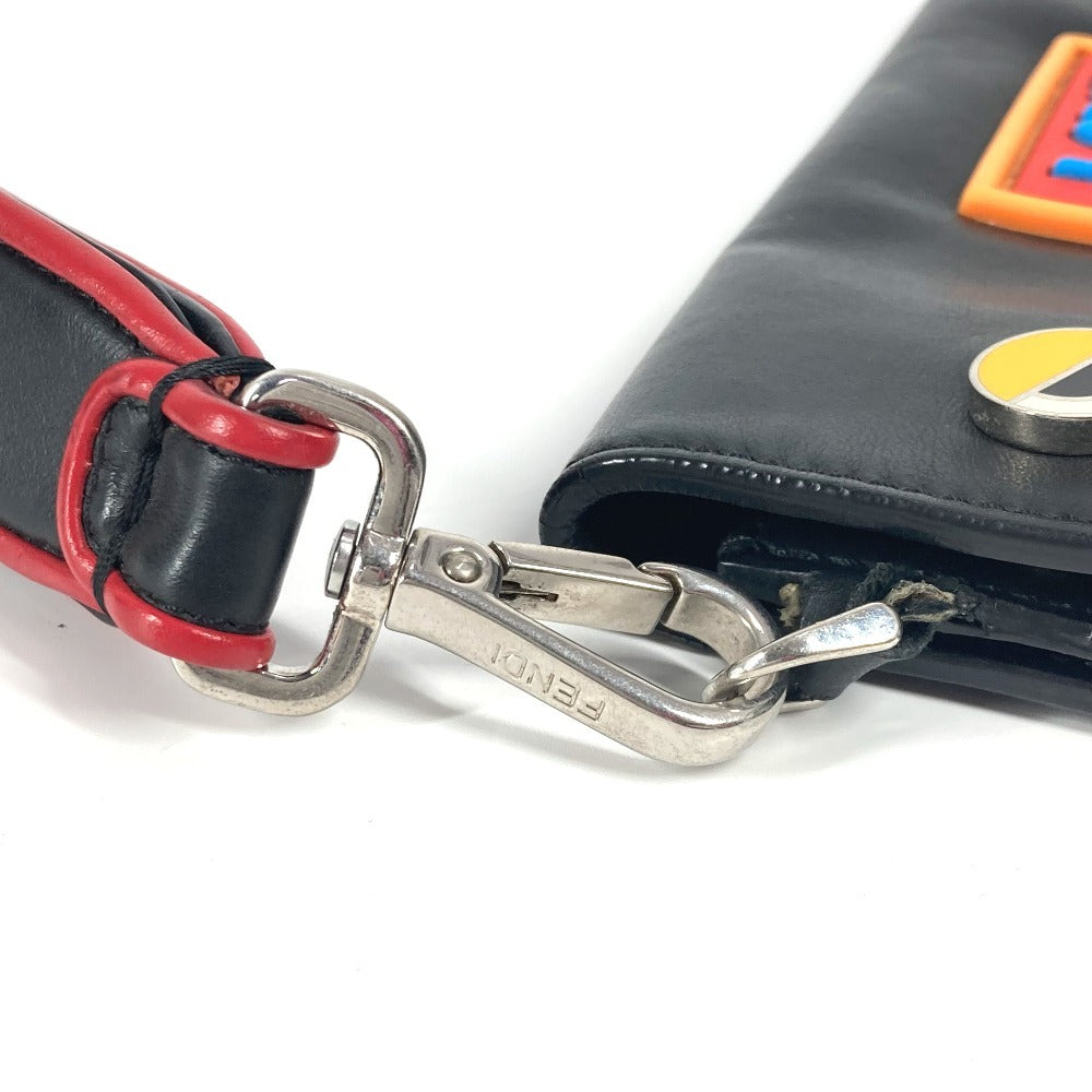 FENDI Clutch bag leather black logo LOVE