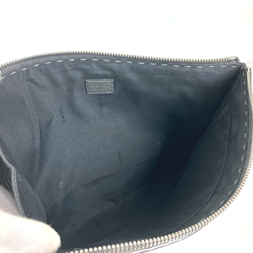 FENDI Clutch bag leather black Selleria logo