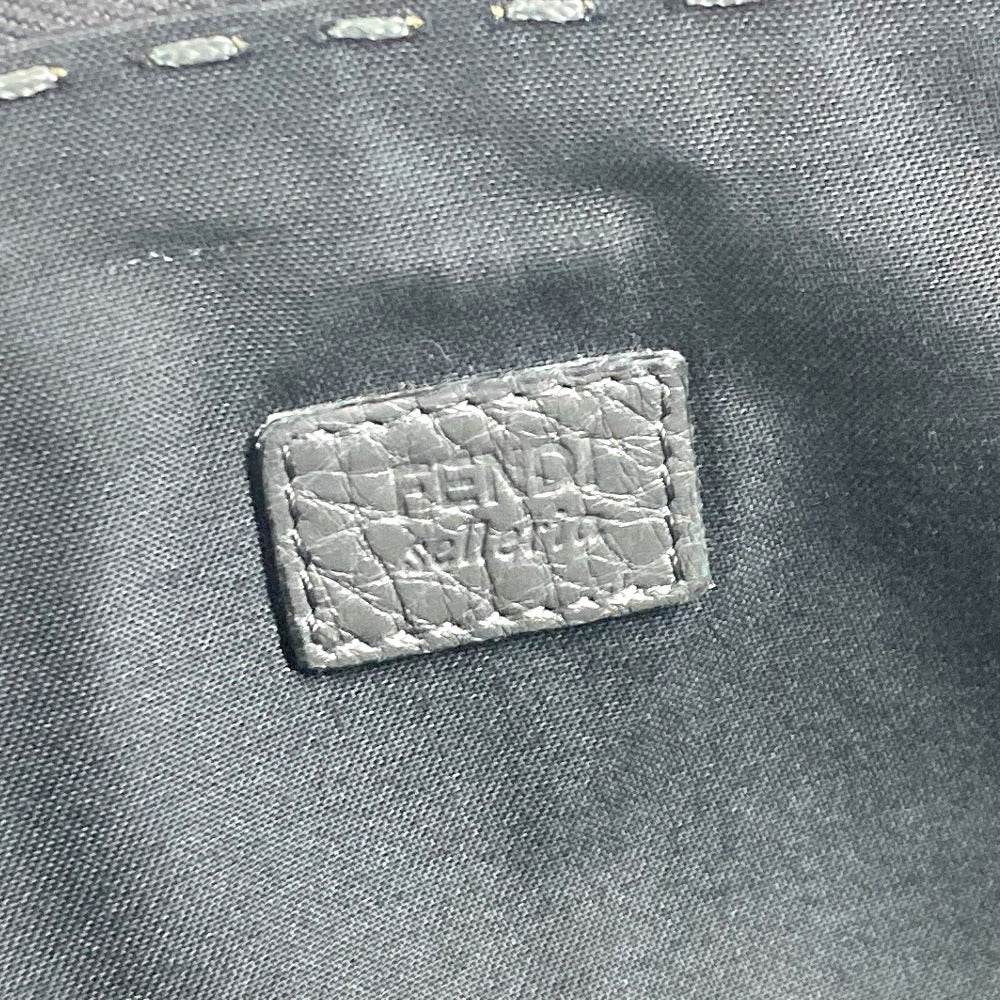 FENDI Clutch bag leather black Selleria logo