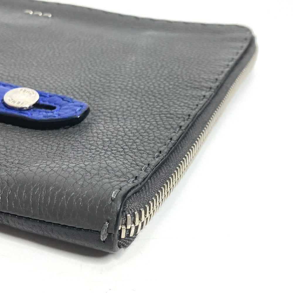 FENDI Clutch bag leather black Selleria logo