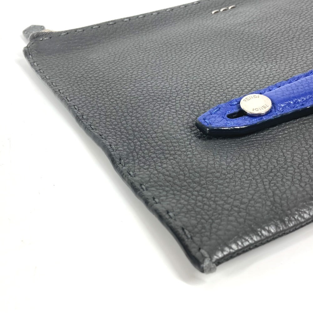 FENDI Clutch bag leather black Selleria logo