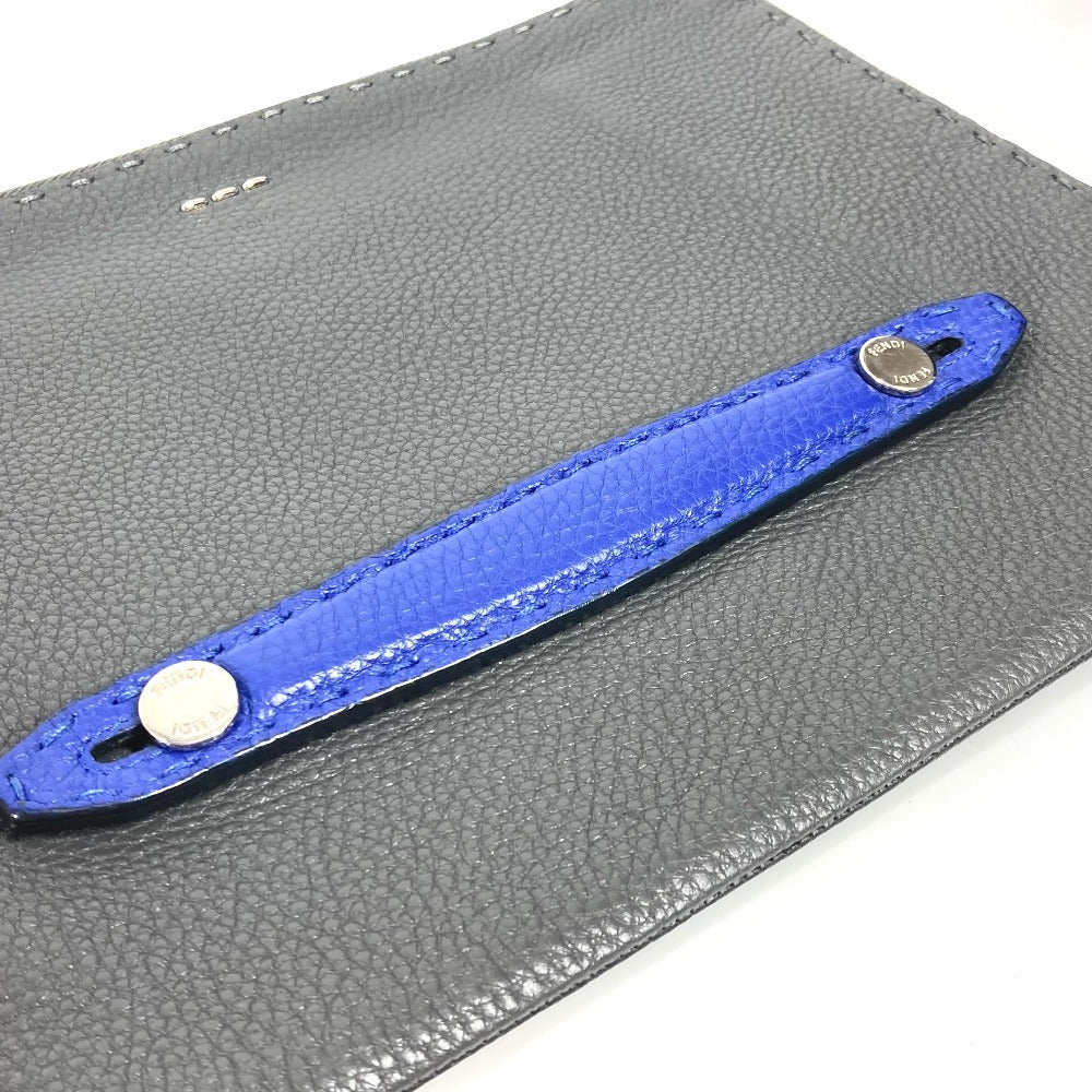 FENDI Clutch bag leather black Selleria logo