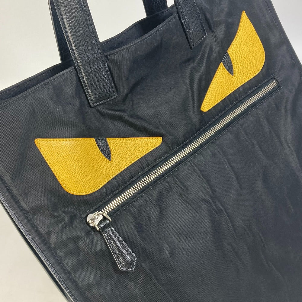 FENDI Tote Bag 7VA367 Nylon black Monster Bugs mens Used Authentic