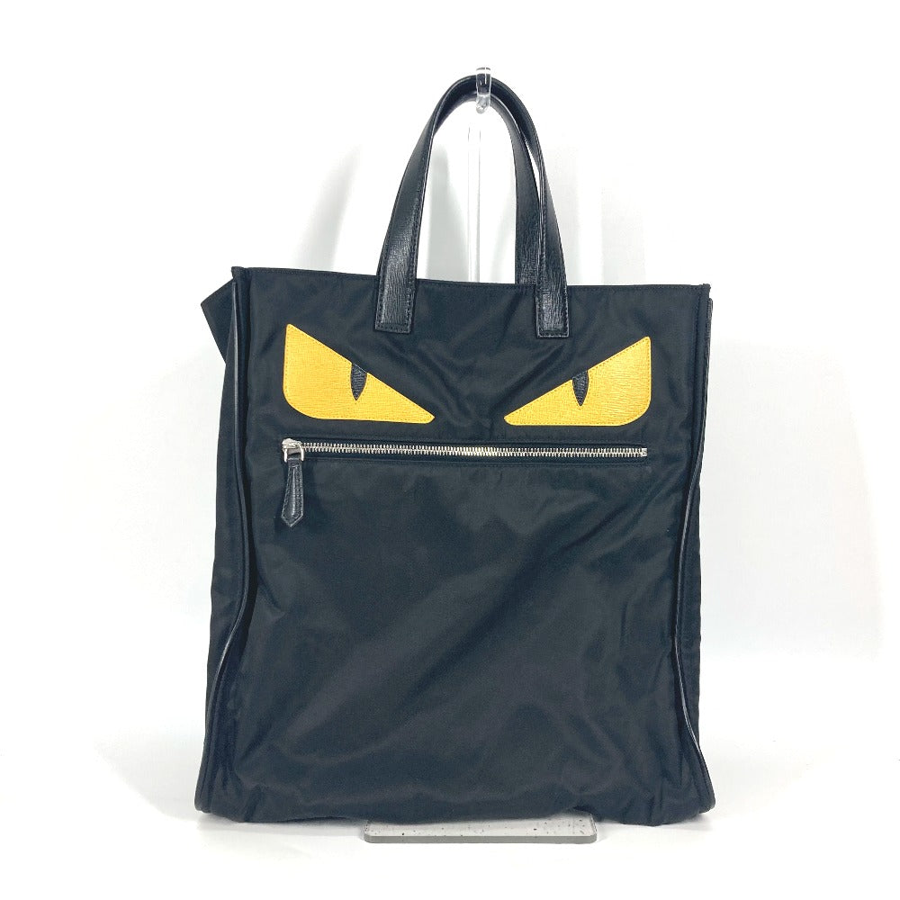 FENDI Tote Bag 7VA367 Nylon black Monster Bugs mens Used Authentic