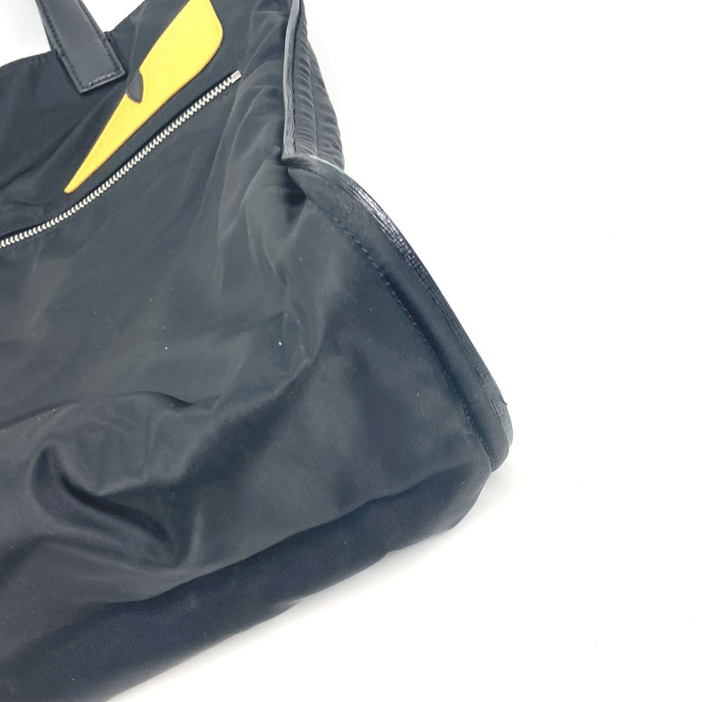 FENDI Tote Bag 7VA367 Nylon black Monster Bugs mens Used Authentic