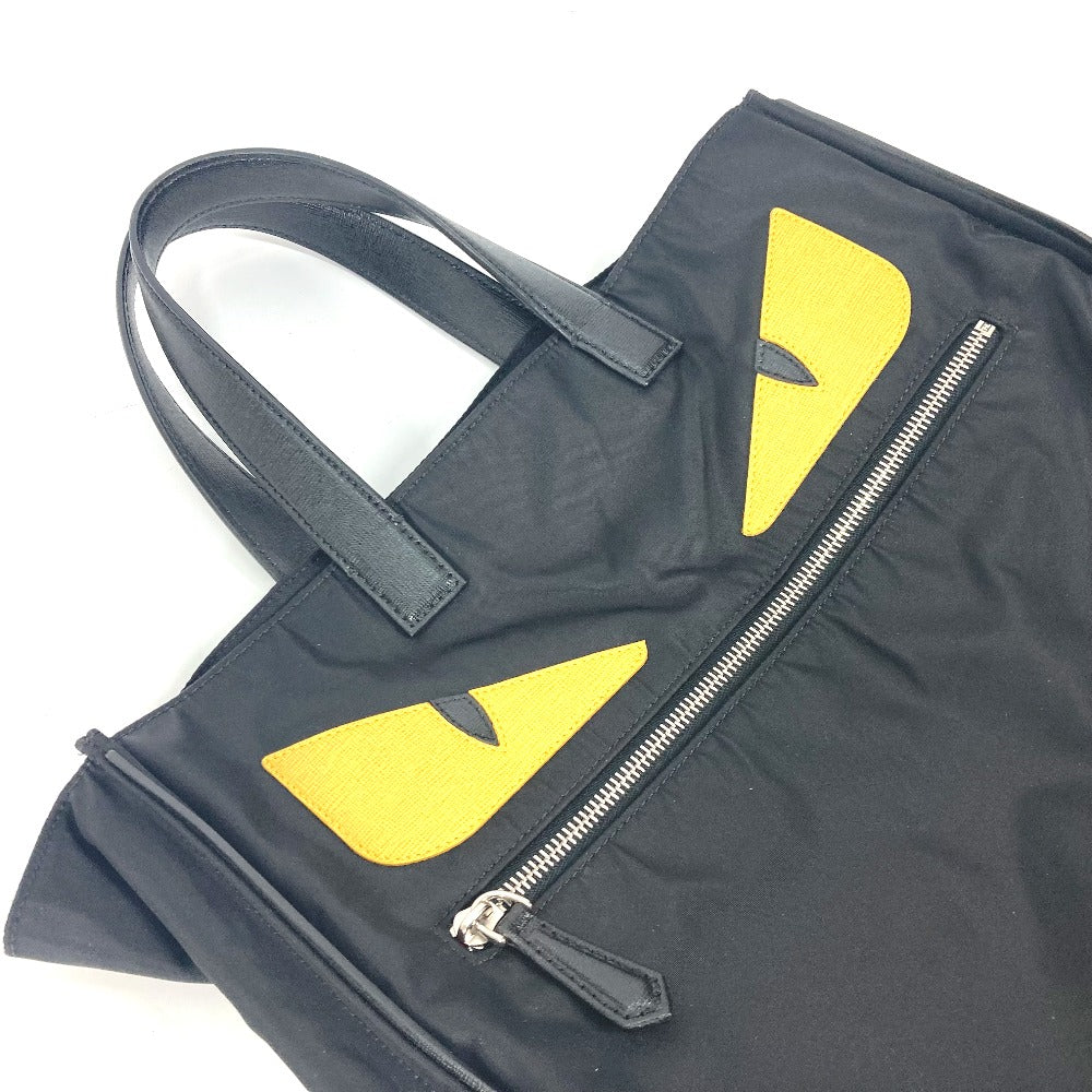 FENDI Tote Bag 7VA367 Nylon black Monster Bugs mens Used Authentic