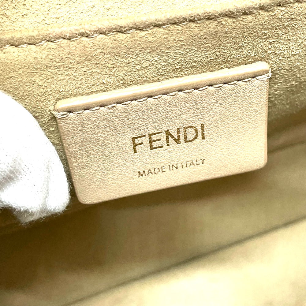 FENDI Handbag 8BT283 leather Brown x black FF Zucca Canai Women Used Authentic